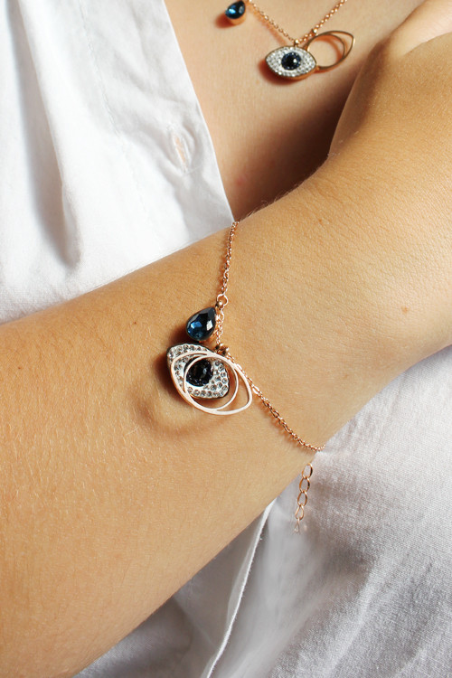 Conjunto colar olho turco e pulseira